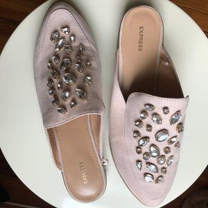Express Blush Jewel Embellished Pointed Mules 10